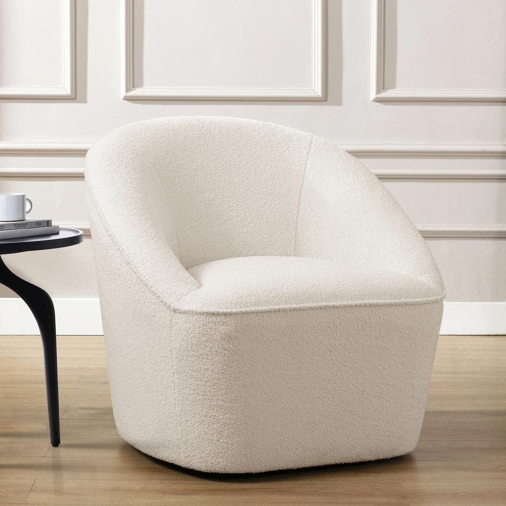 Andria Boucle Swivel Chair – Milky White