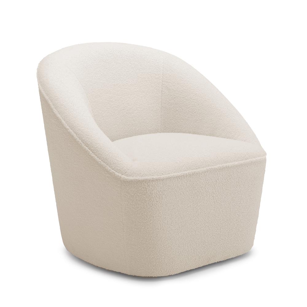 Andria Boucle Swivel Chair – Milky White