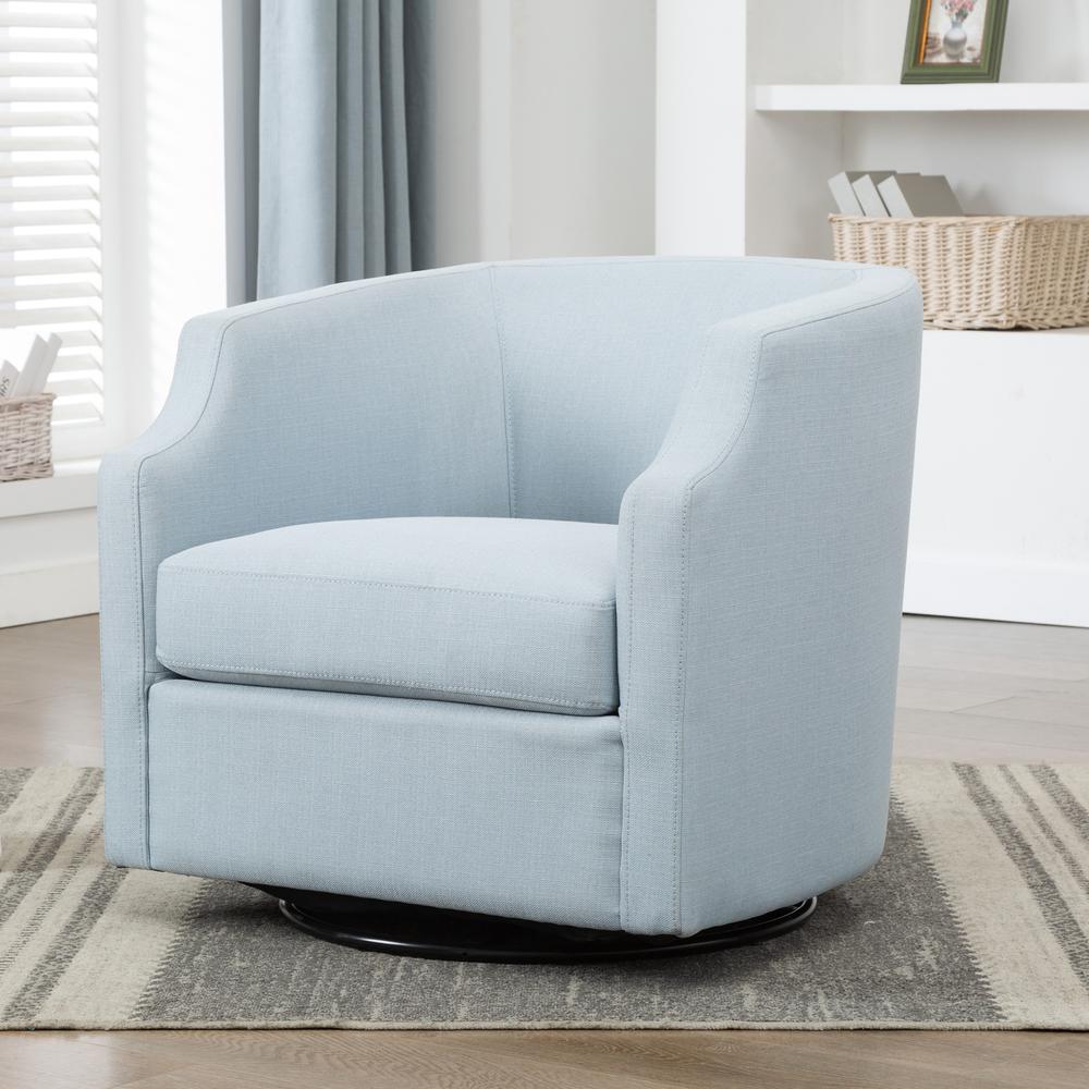 Infinity Sky Blue Swivel Glider Barrel Chair