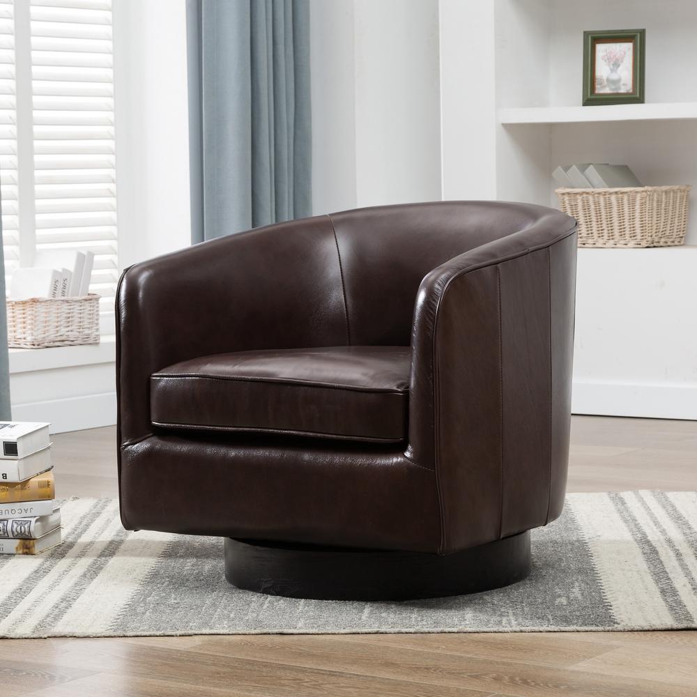 Turner Brown Top Grain Leather Swivel Chair