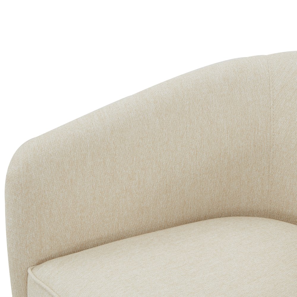 Muriel Beige Fabric Wood Base Swivel Chair