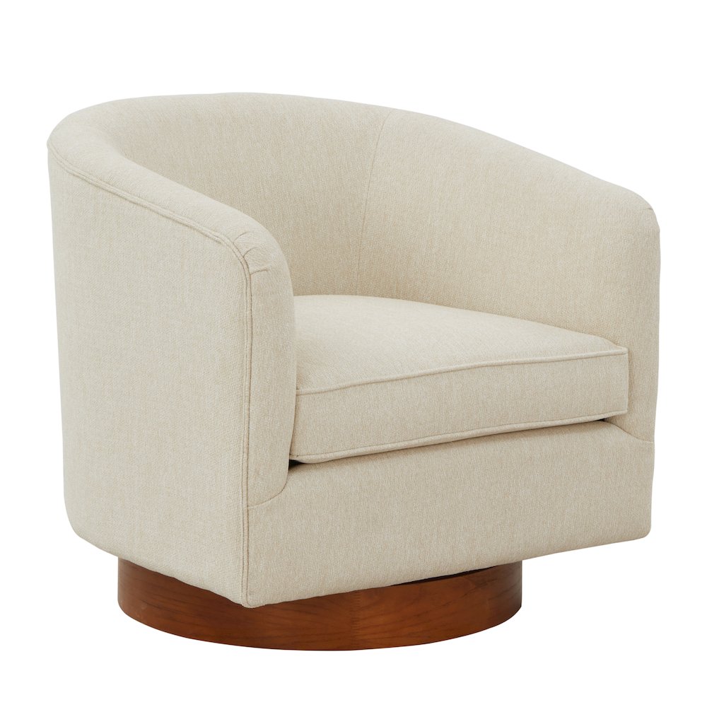 Muriel Beige Fabric Wood Base Swivel Chair