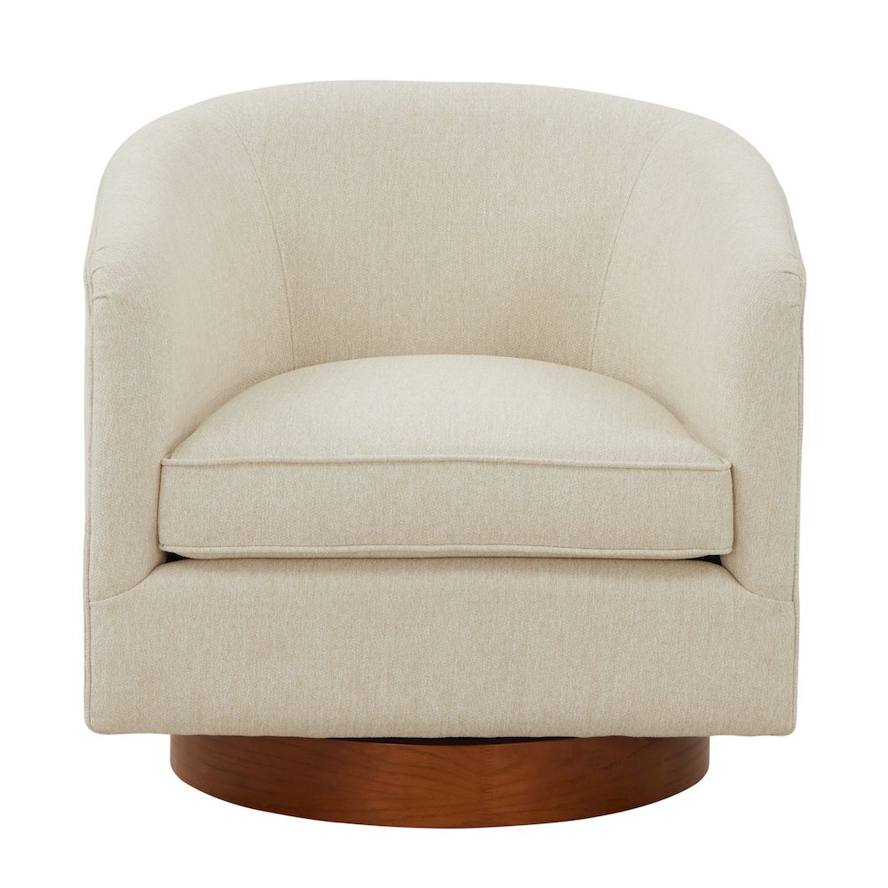 Muriel Beige Fabric Wood Base Swivel Chair
