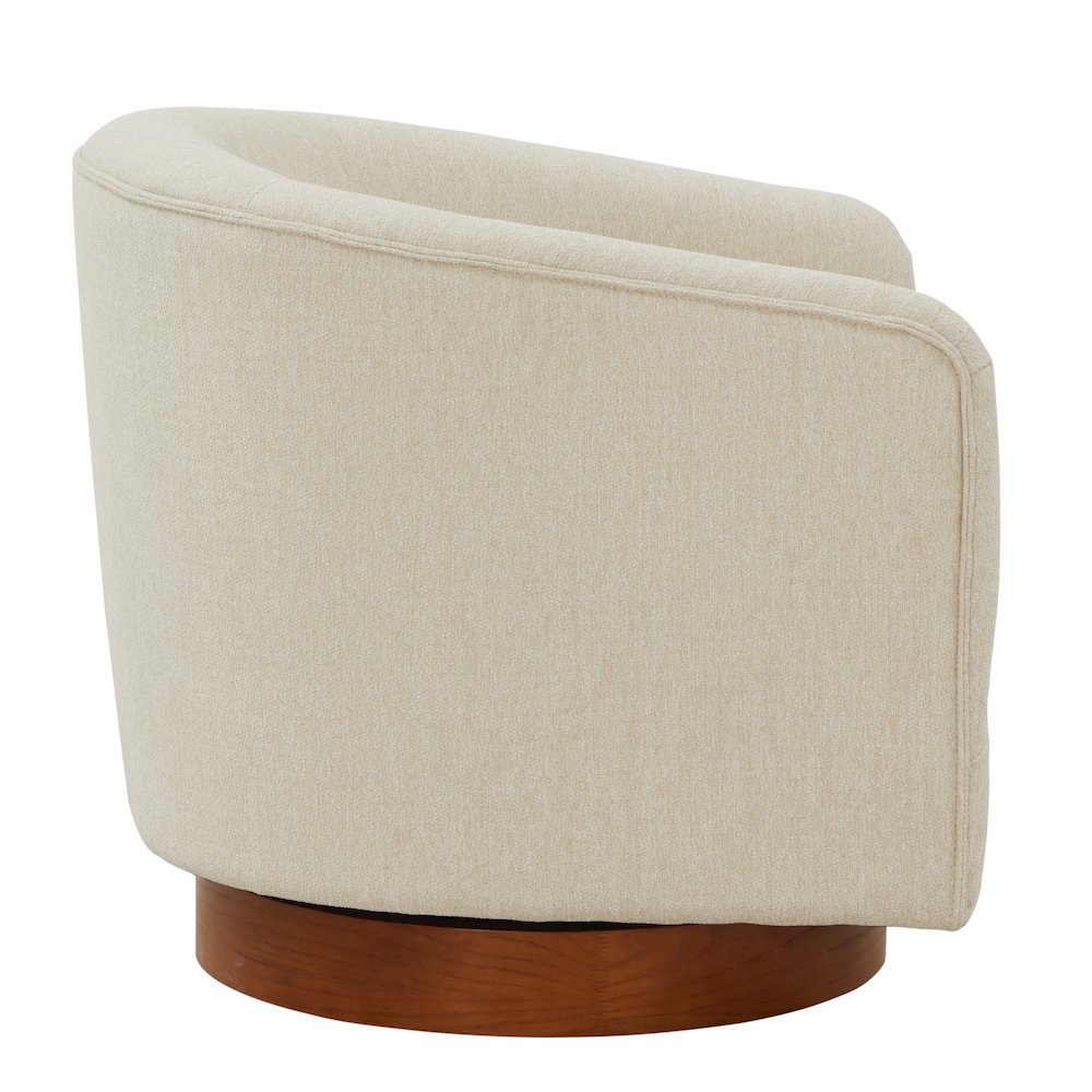 Muriel Beige Fabric Wood Base Swivel Chair