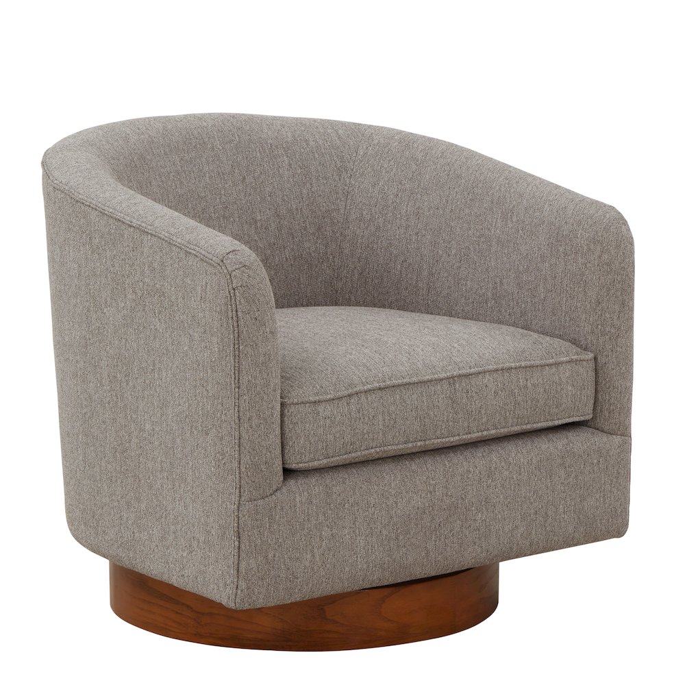 Muriel Gray Mist Fabric Wood Base Swivel Chair