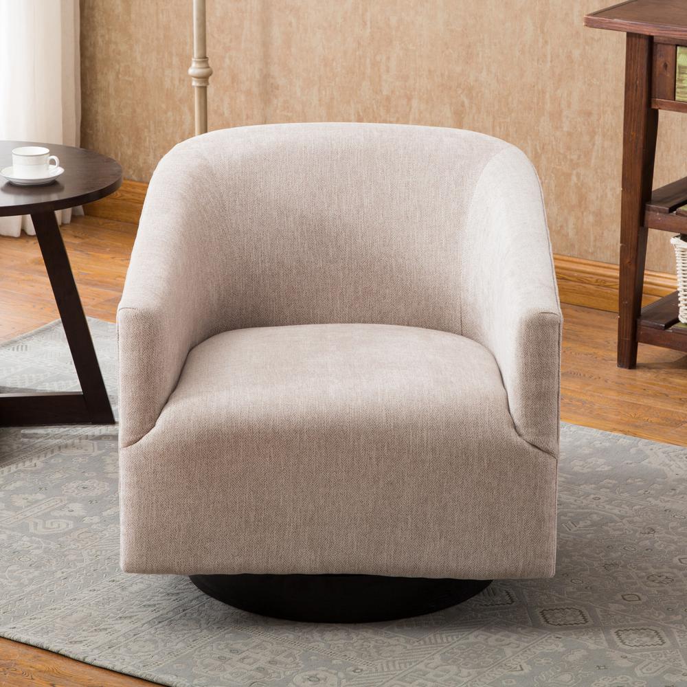 Geneva Oatmeal Wood Base Swivel Chair