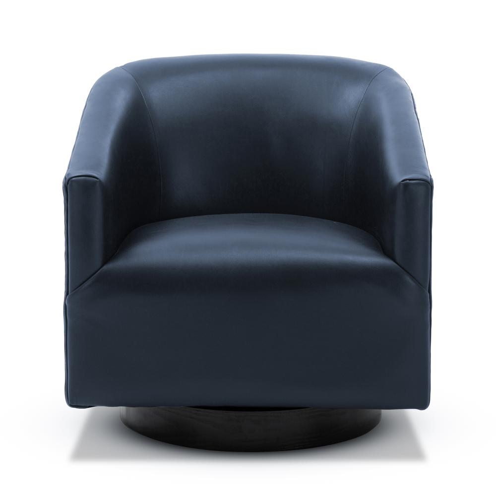 Gaven Midnight Blue Wood Base Swivel Chair