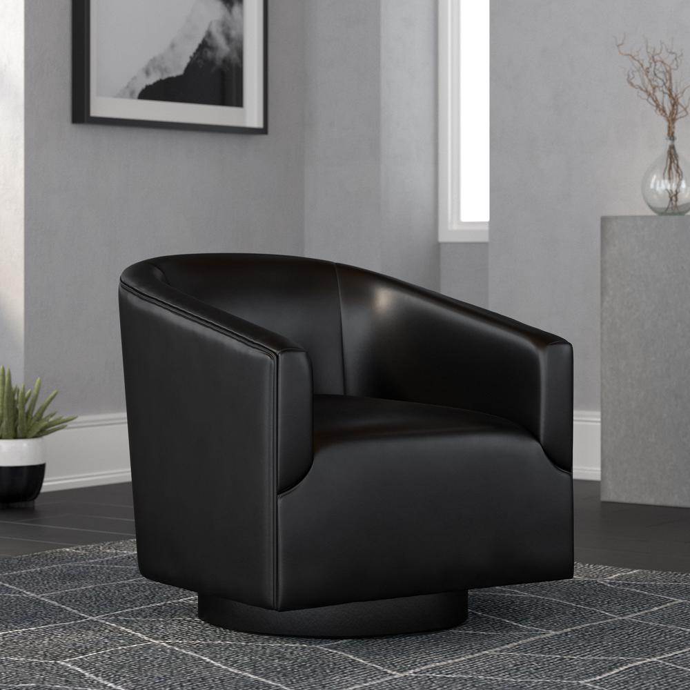 Gaven Black Wood Base Swivel Chair