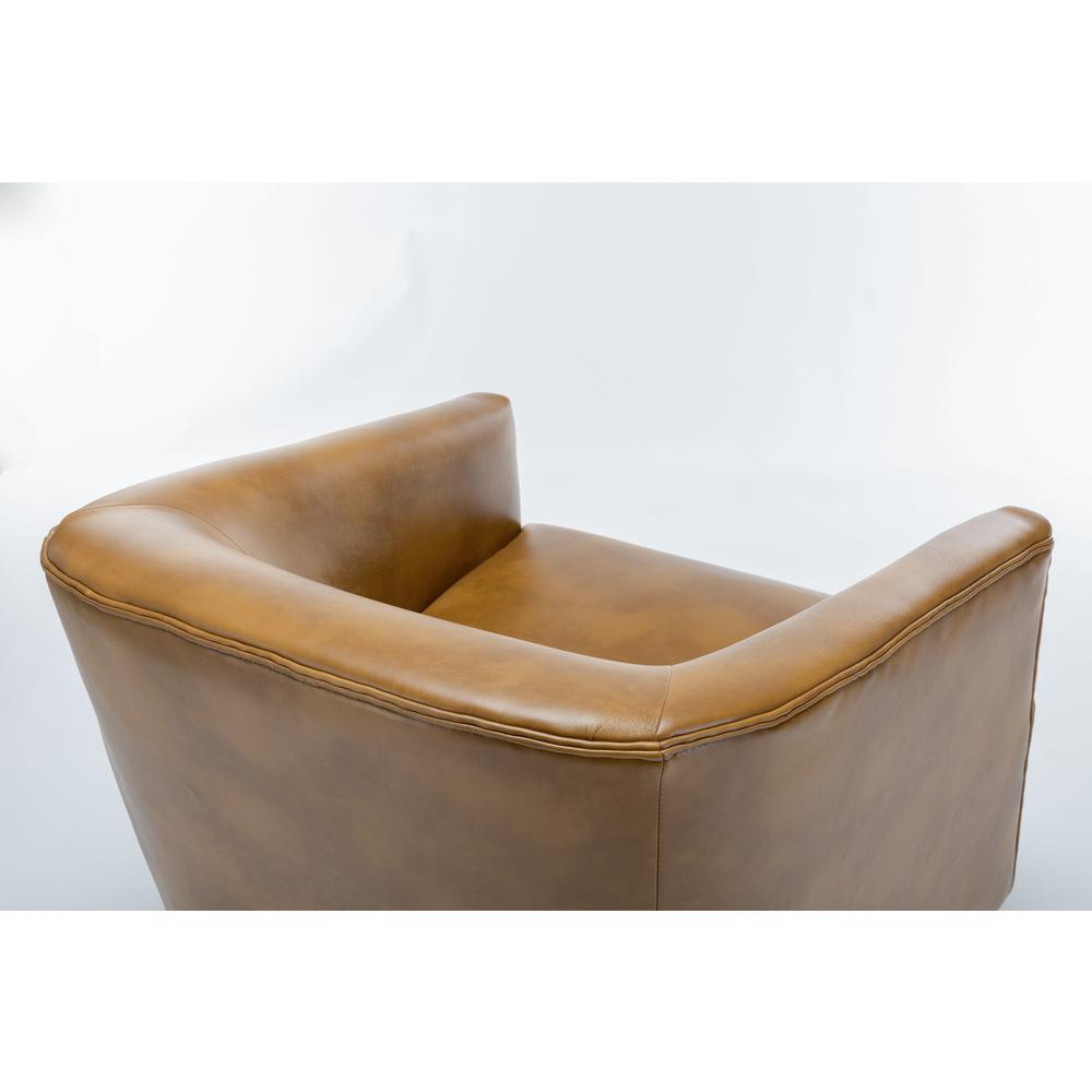 Gaven Camel Wood Base Swivel Chair