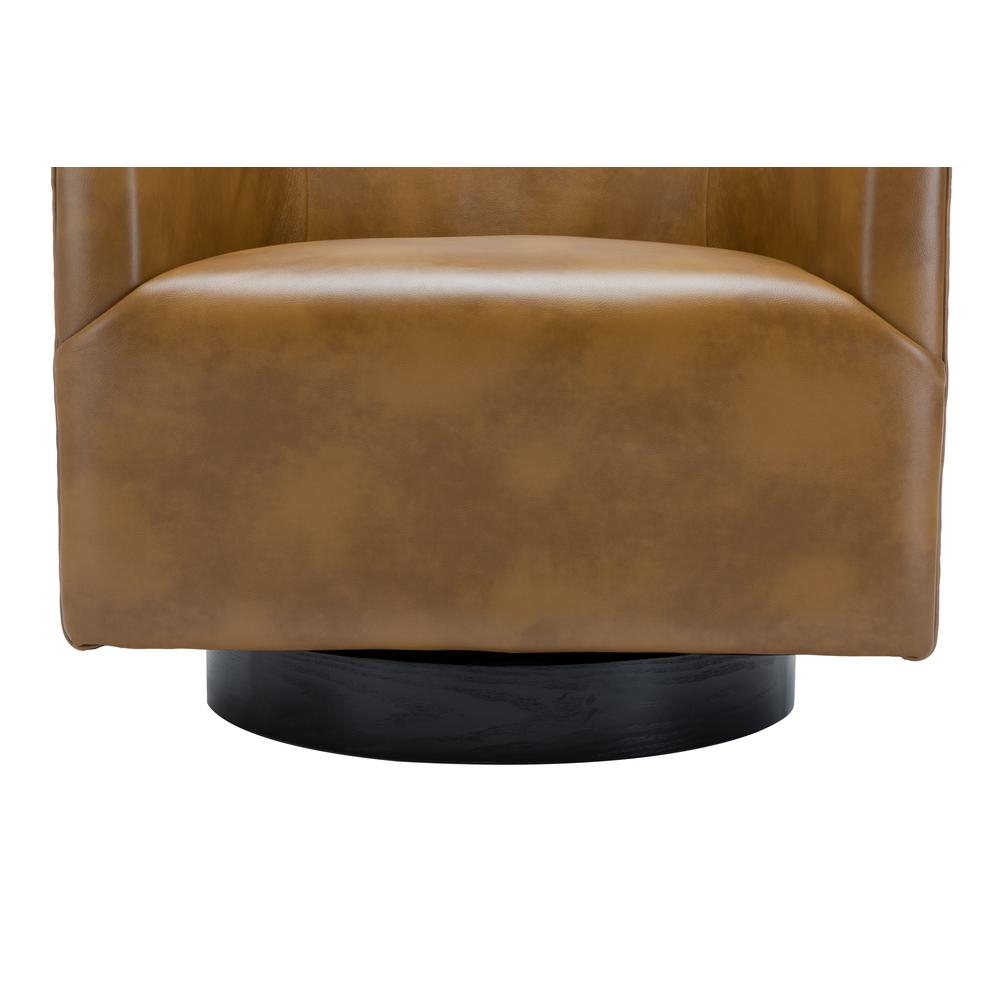 Gaven Camel Wood Base Swivel Chair