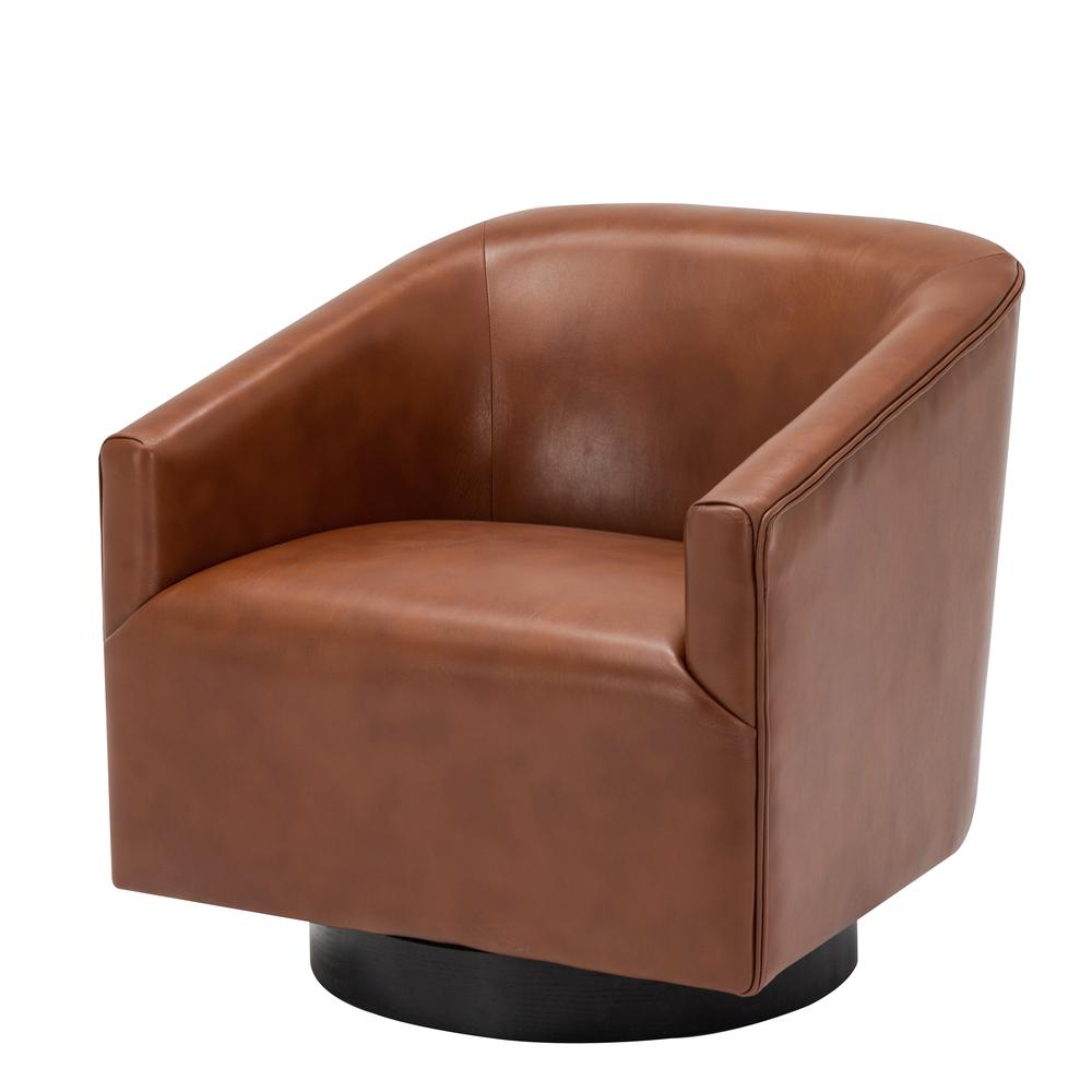 Gaven Caramel Wood Base Swivel Chair