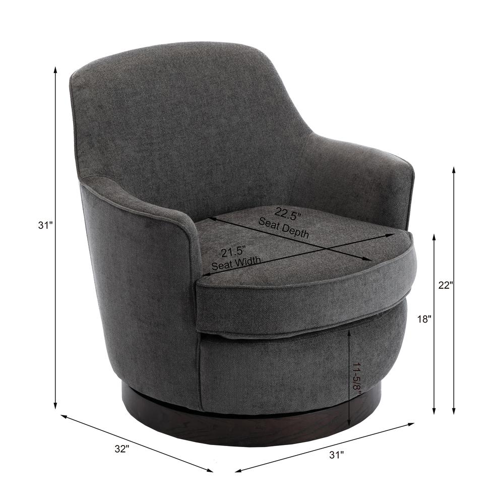 Reese Charcoal Wood Base Swivel Chair