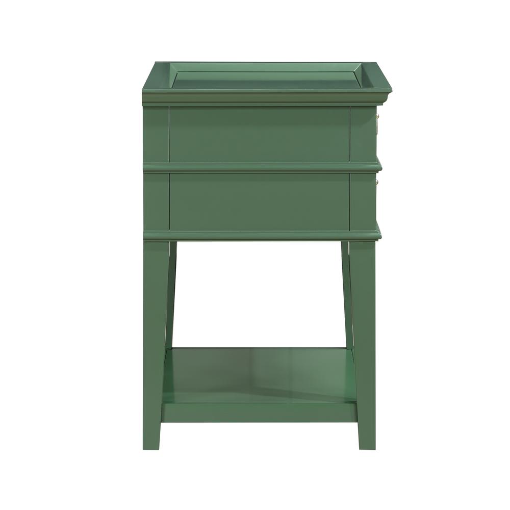 Clara Vintage Green 2-Drawer Tray Top Nightstand
