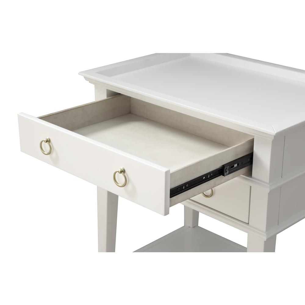 Clara White 2-Drawer Tray Top Nightstand