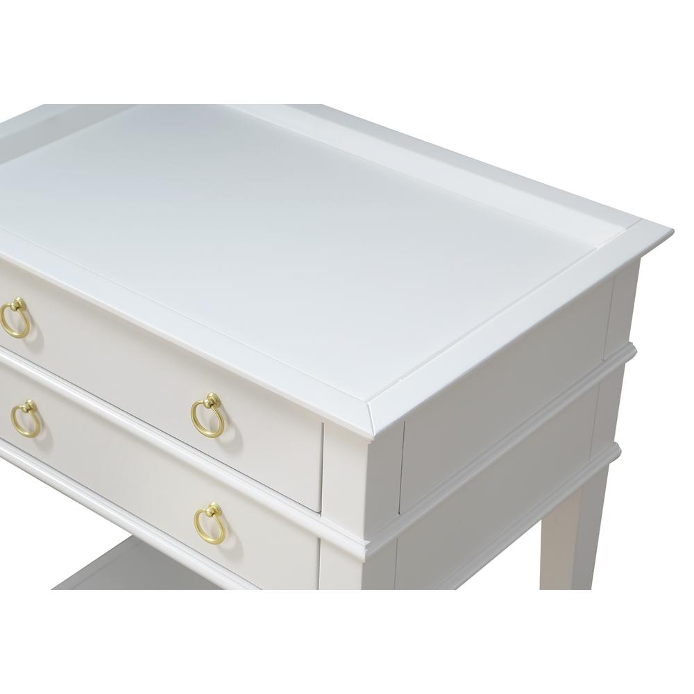 Clara White 2-Drawer Tray Top Nightstand