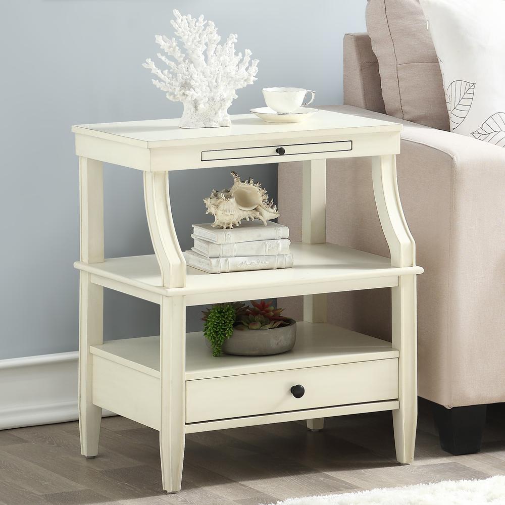 Newton Antique White Storage Nightstand
