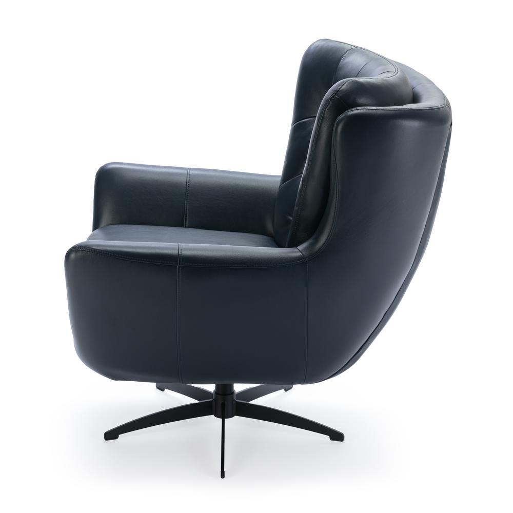 Clayton Midnight Blue Tufted Faux Leather Swivel Chair