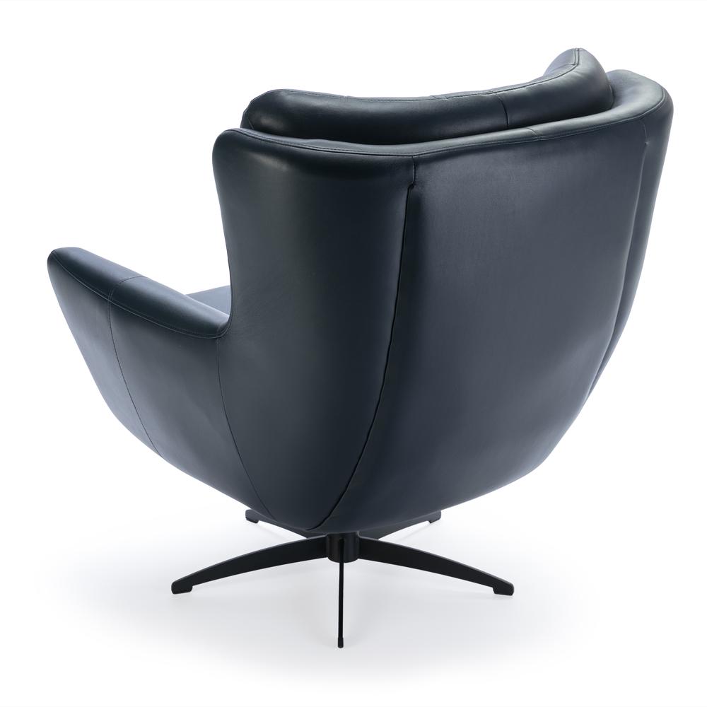 Clayton Midnight Blue Tufted Faux Leather Swivel Chair