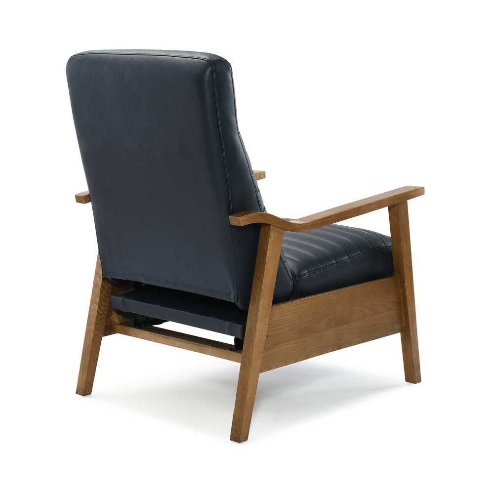 Arthur Wood Arm Push Back Recliner – Midnight Blue