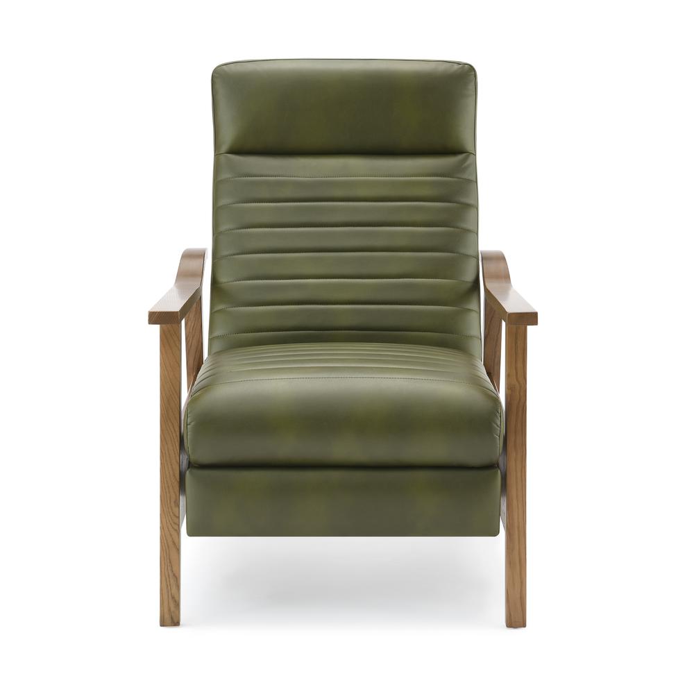 Arthur Wood Arm Push Back Recliner – Fern Green
