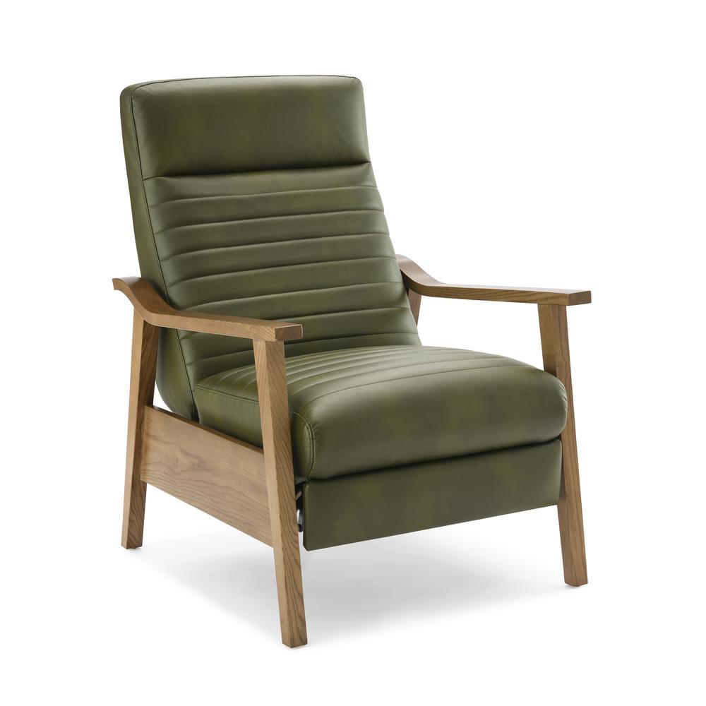 Arthur Wood Arm Push Back Recliner – Fern Green