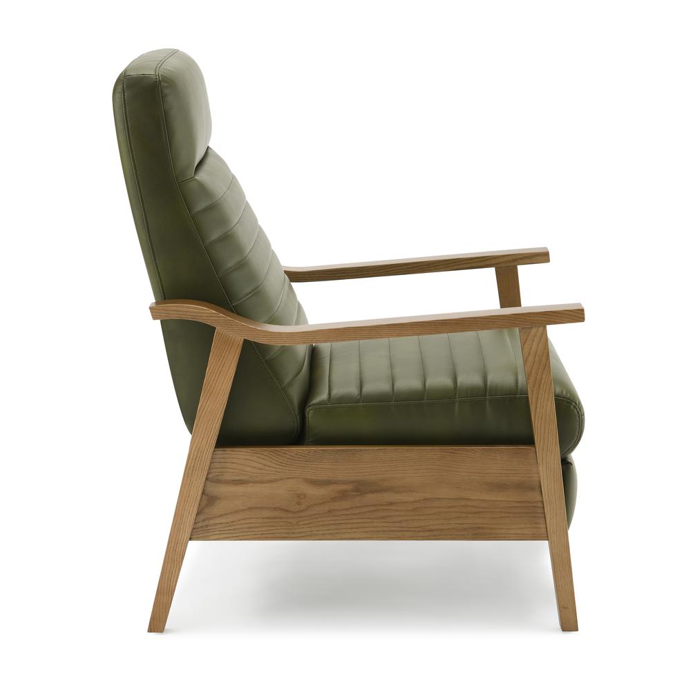 Arthur Wood Arm Push Back Recliner – Fern Green