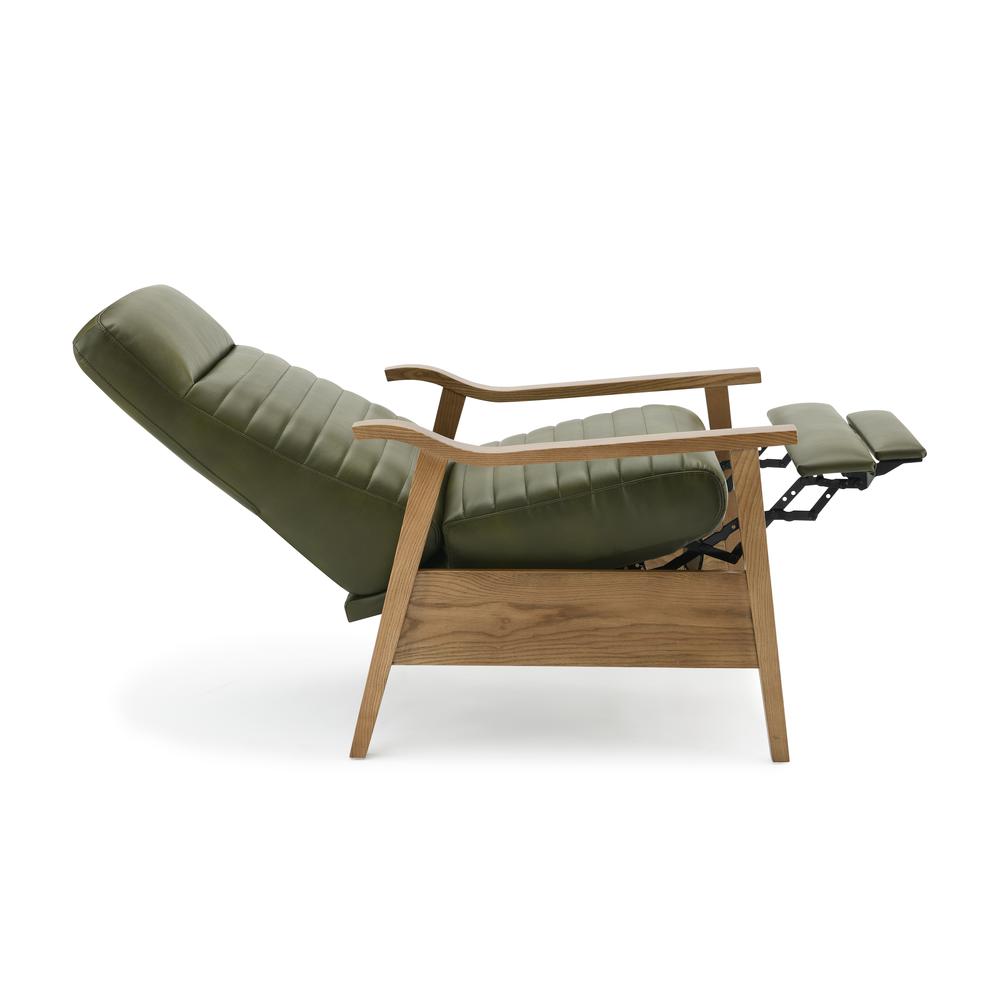 Arthur Wood Arm Push Back Recliner – Fern Green