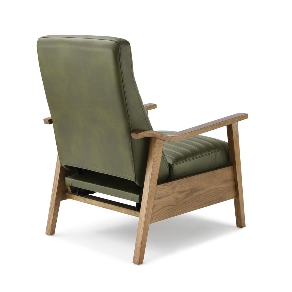 Arthur Wood Arm Push Back Recliner – Fern Green