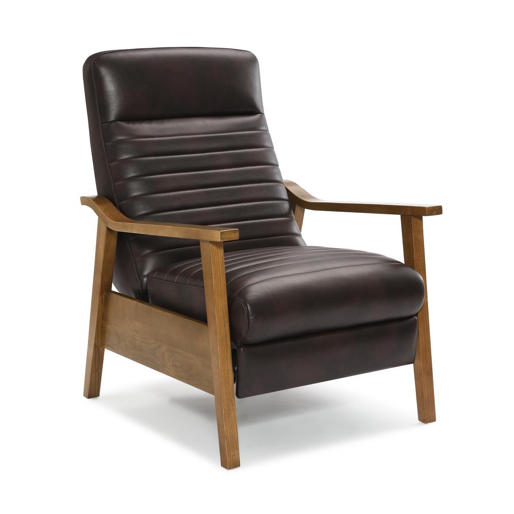 Arthur Wood Arm Push Back Recliner – Burnished Brown