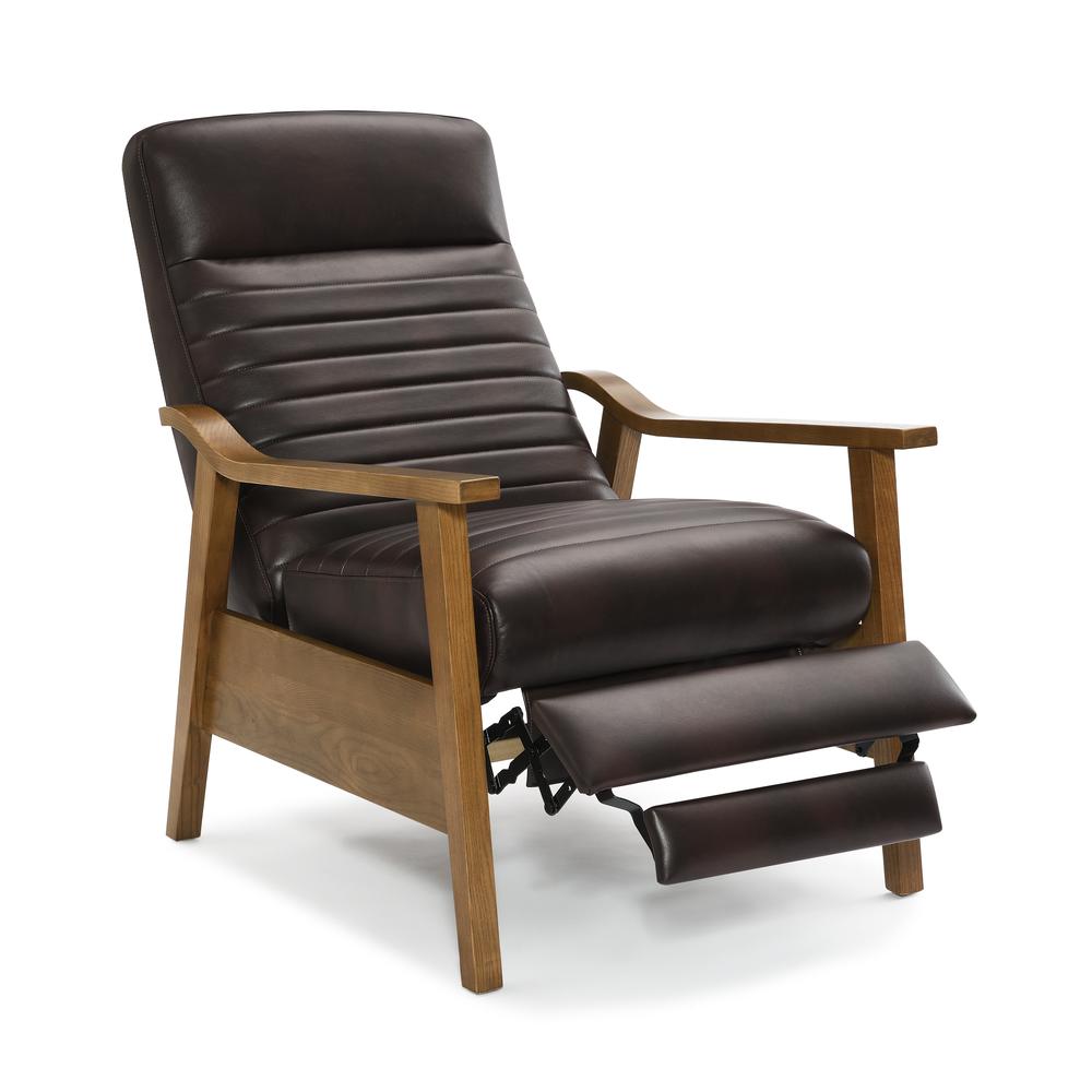 Arthur Wood Arm Push Back Recliner – Burnished Brown