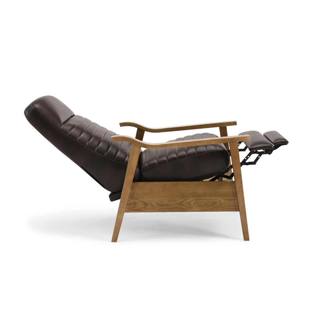 Arthur Wood Arm Push Back Recliner – Burnished Brown