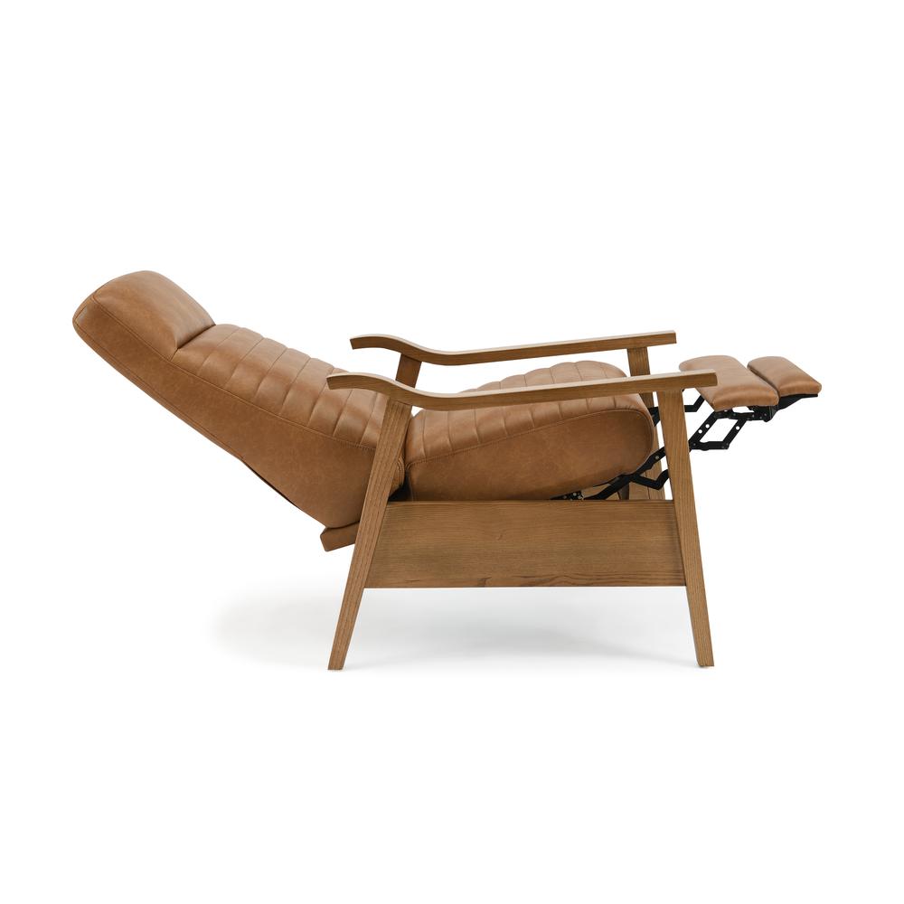 Arthur Wood Arm Push Back Recliner – Saddle Brown