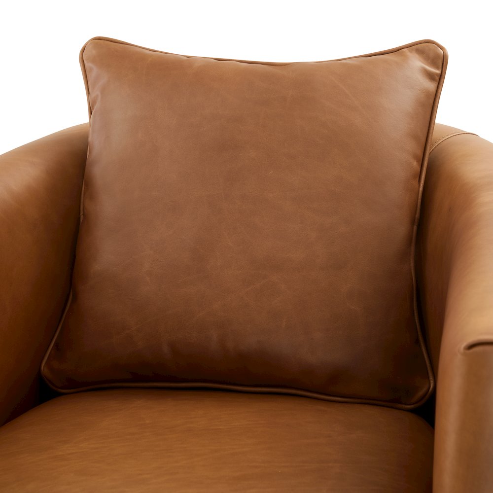 Jamisan Brown Top Grain Leather Swivel Accent Chair