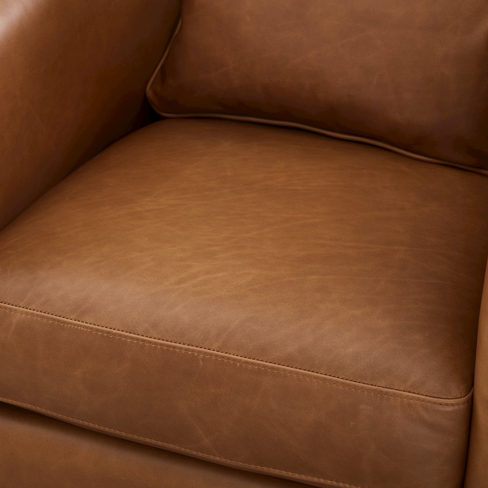 Jamisan Brown Top Grain Leather Swivel Accent Chair