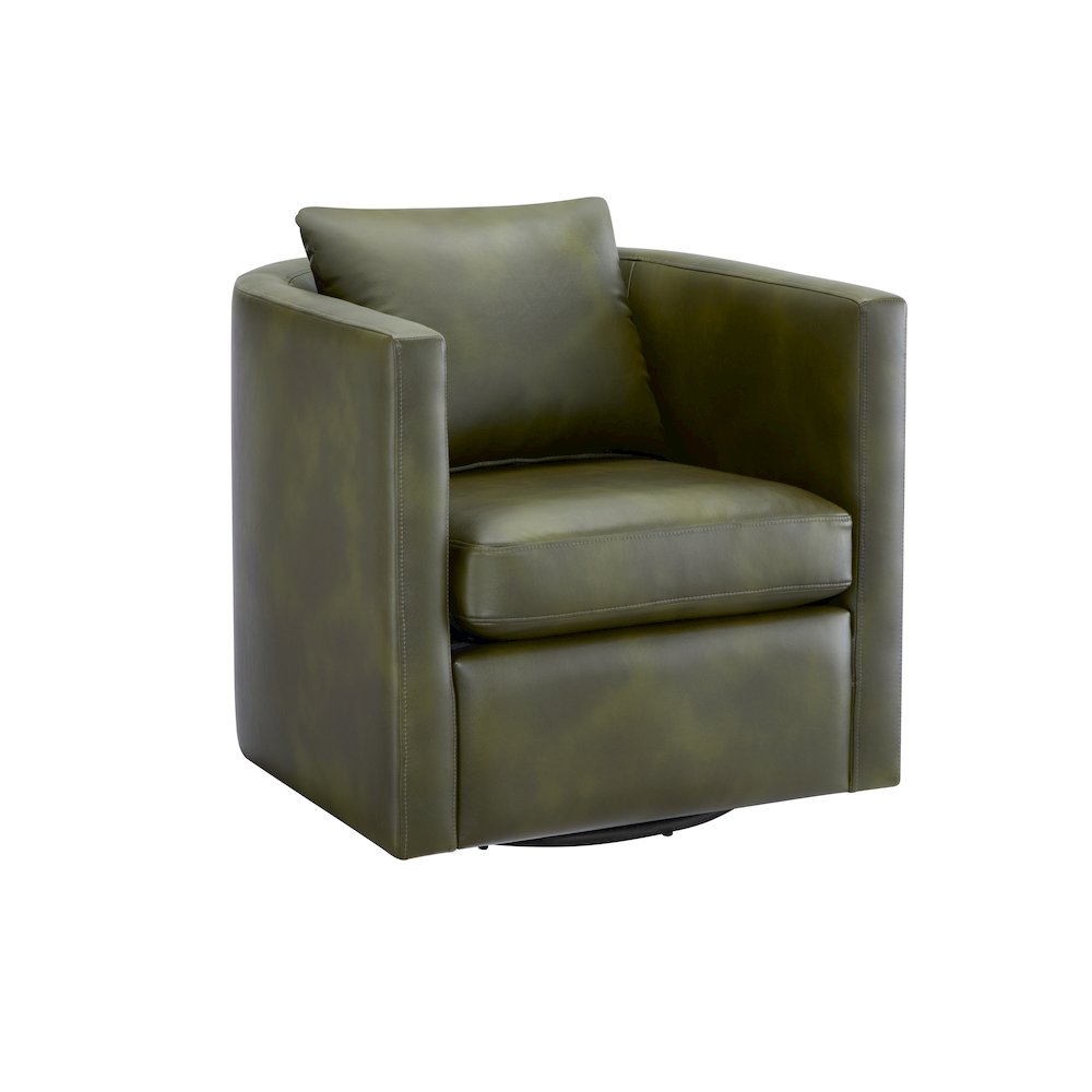 Sheldon Fern Green Faux Leather Swivel Barrel Chair