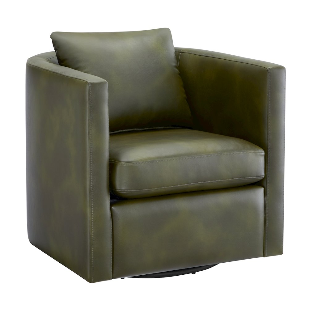 Sheldon Fern Green Faux Leather Swivel Barrel Chair