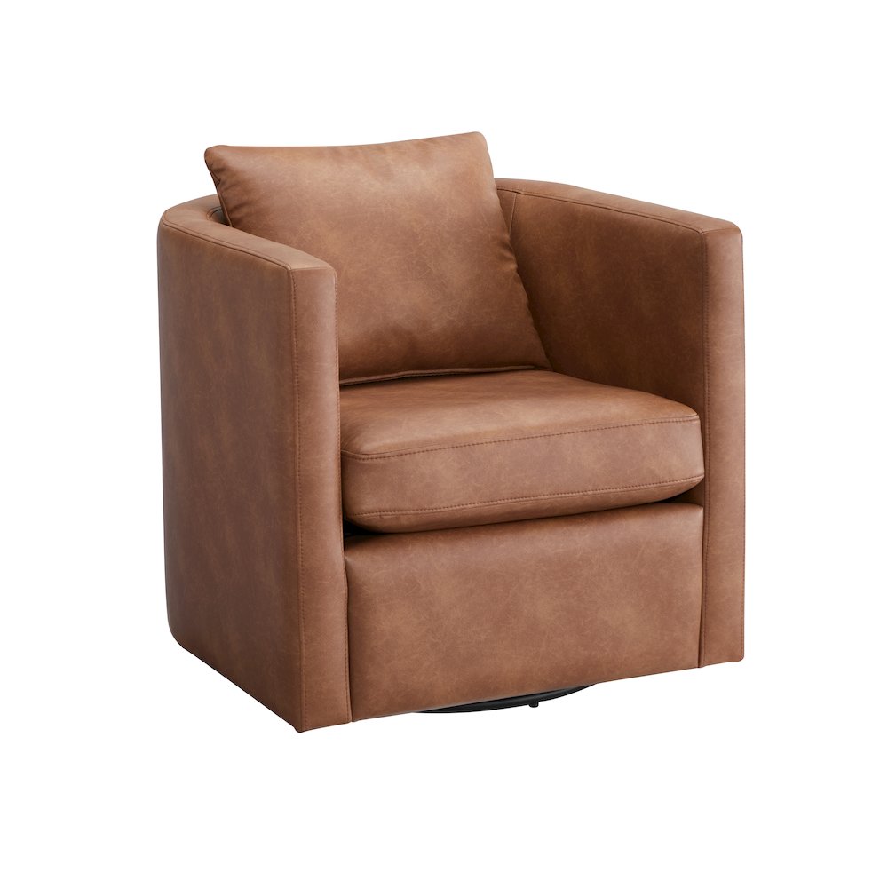 Sheldon Saddle Faux Leather Swivel Barrel Chair