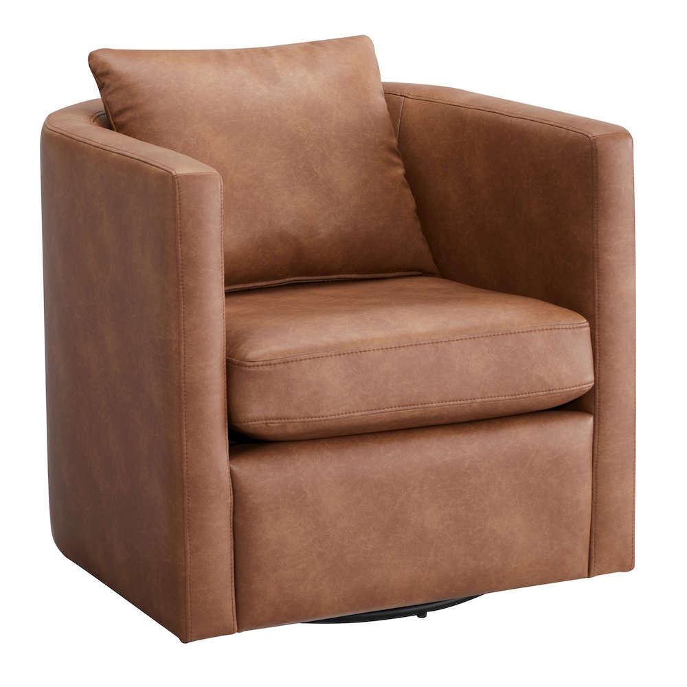 Sheldon Saddle Faux Leather Swivel Barrel Chair