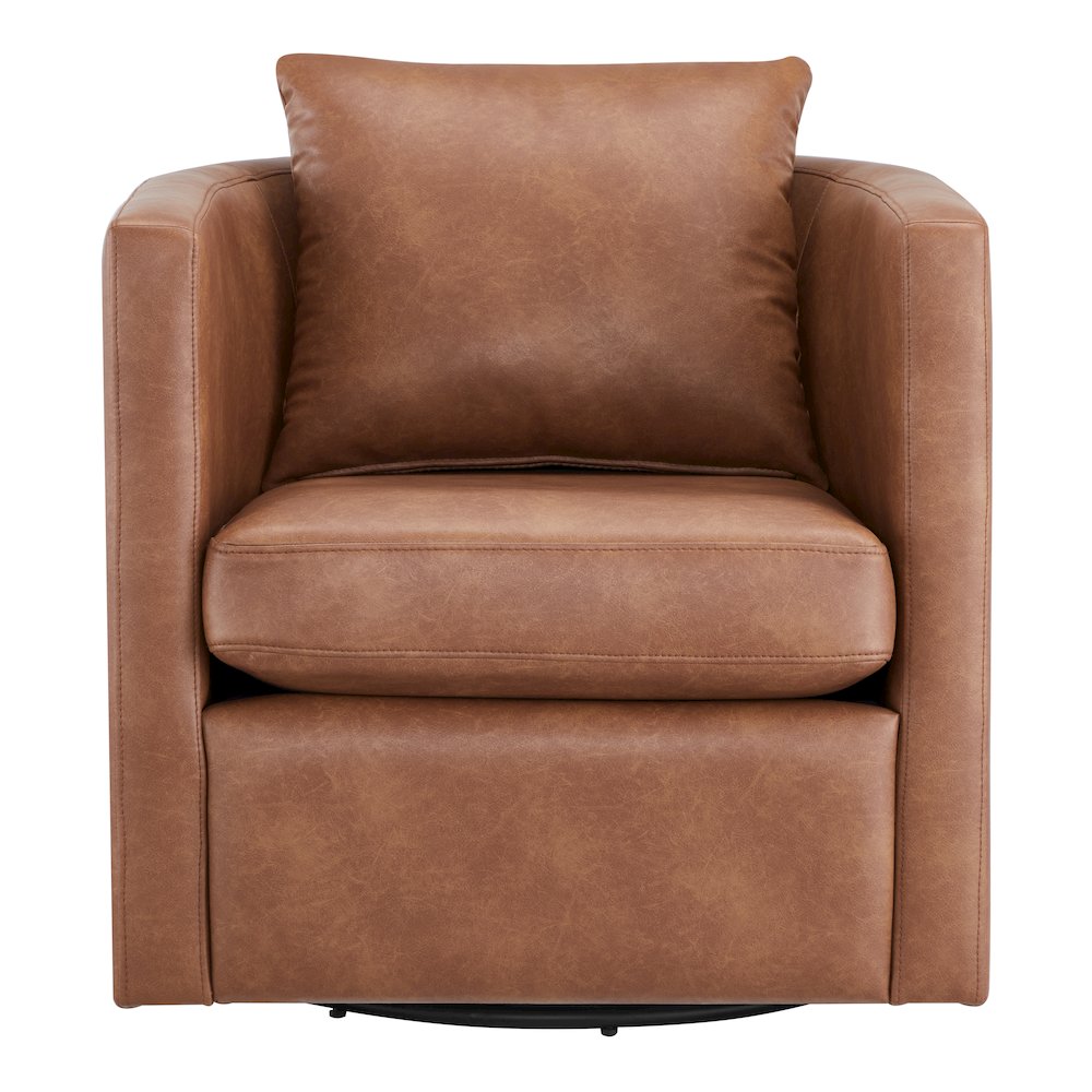 Sheldon Saddle Faux Leather Swivel Barrel Chair