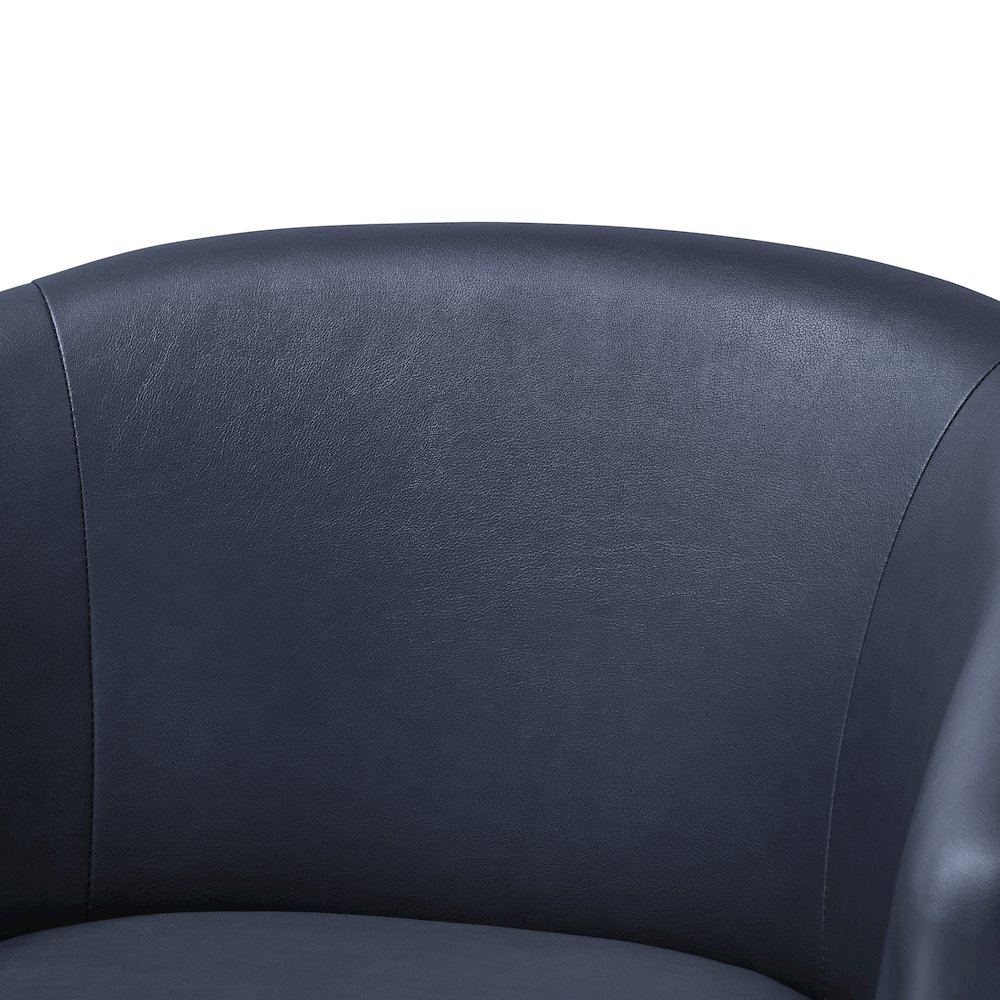 Amhurst Midnight Blue Faux Leather Swivel Barrel Chair