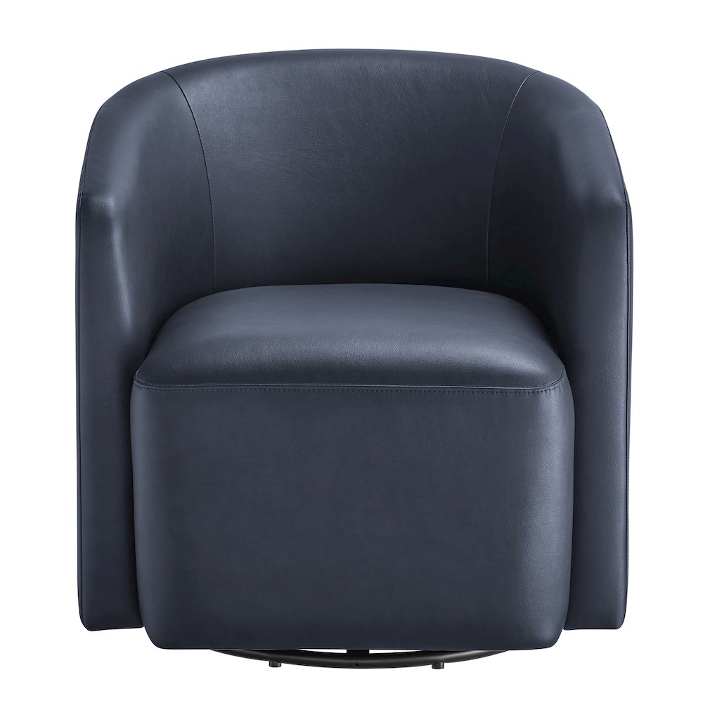Amhurst Midnight Blue Faux Leather Swivel Barrel Chair
