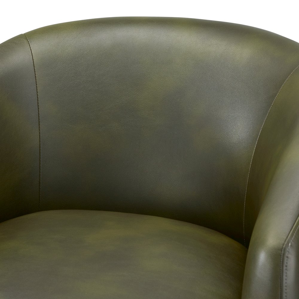 Amhurst Fern Green Faux Leather Swivel Barrel Chair