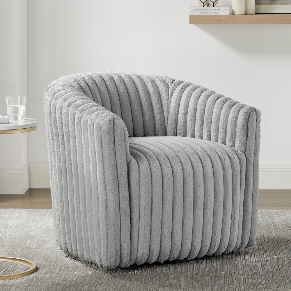 Audrey Ultra Plush Wide Cord-like Swivel Barrel Chair