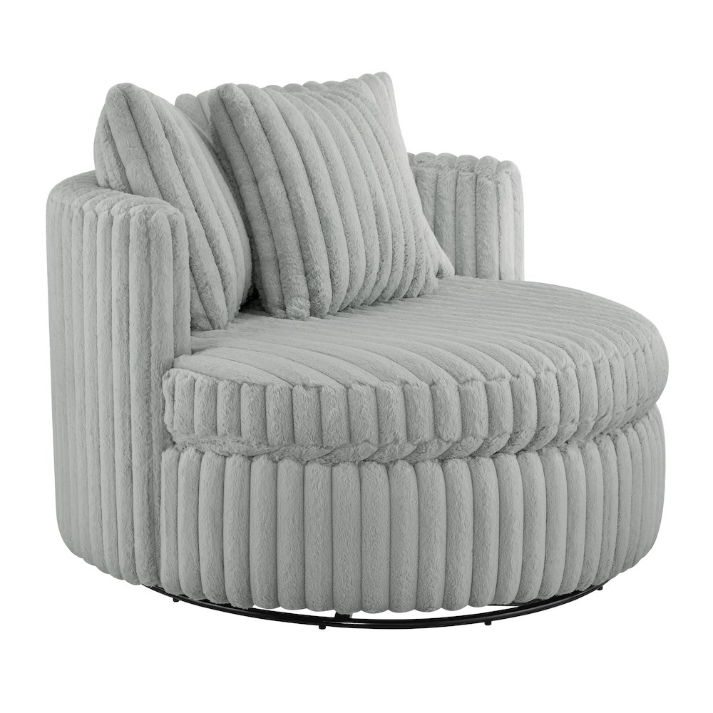 Meryl Ultra Plush Wide Cord-like Oversized Swivel Barrel Chair