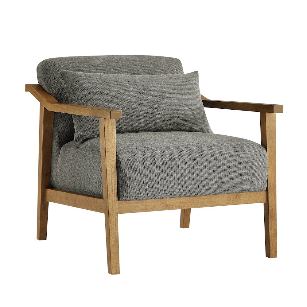 Rayn Wood Arm Accent Chair with Lumbar Pillow