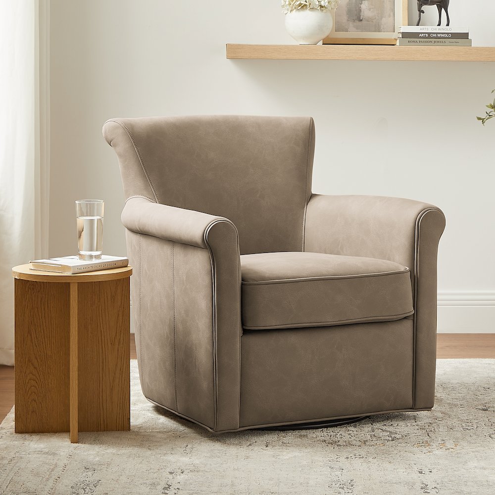 Winton Faux Leather Swivel Accent Chair – Willow