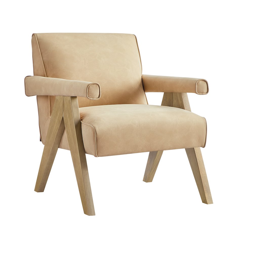 Navassa Modern Faux Leather Arm Chair – Sand