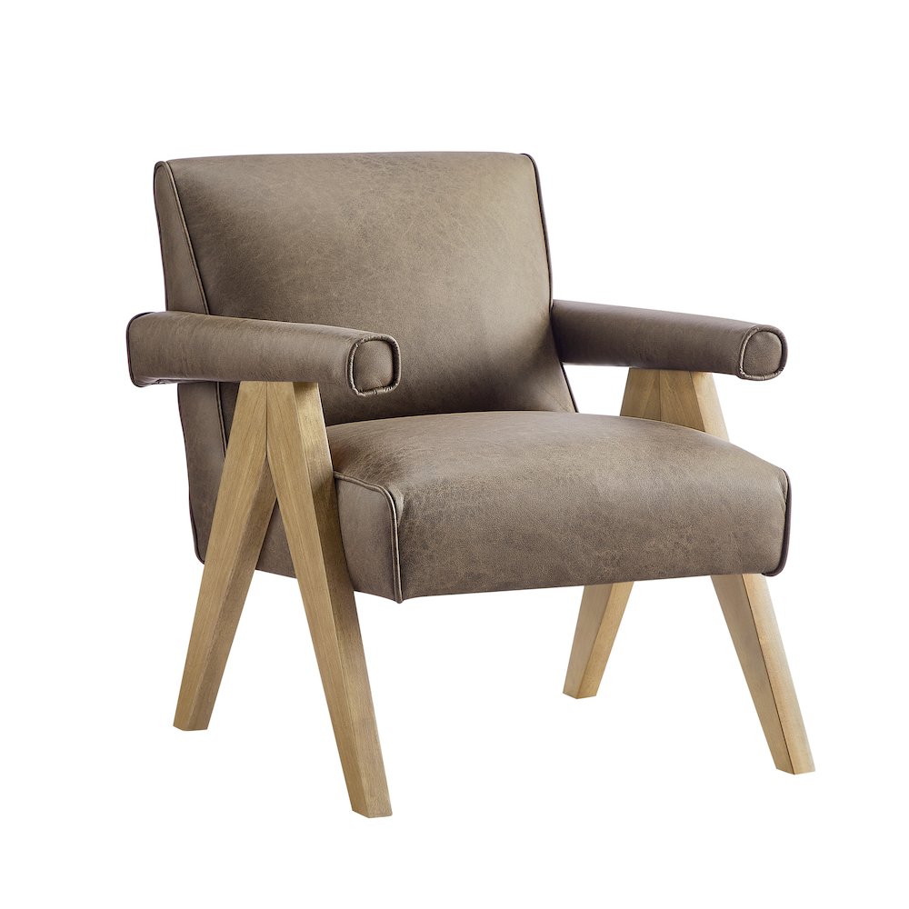 Navassa Modern Faux Leather Arm Chair – Espresso