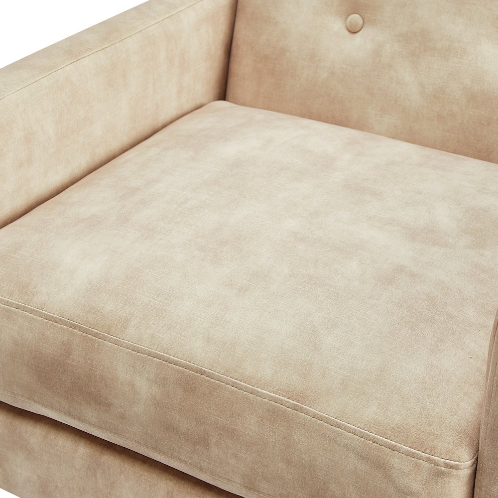 Macon Wood Arm Tufted Back Accent Chair – Sand
