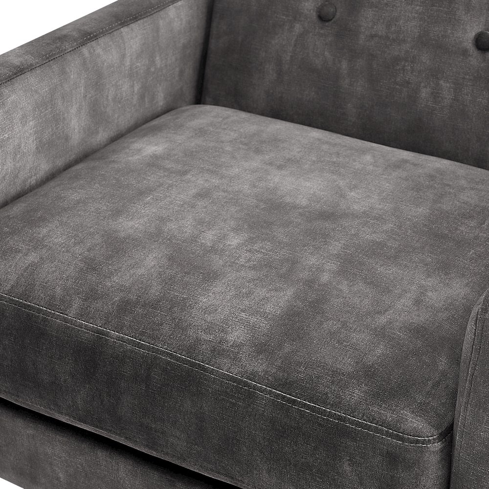 Macon Wood Arm Tufted Back Accent Chair – Coal
